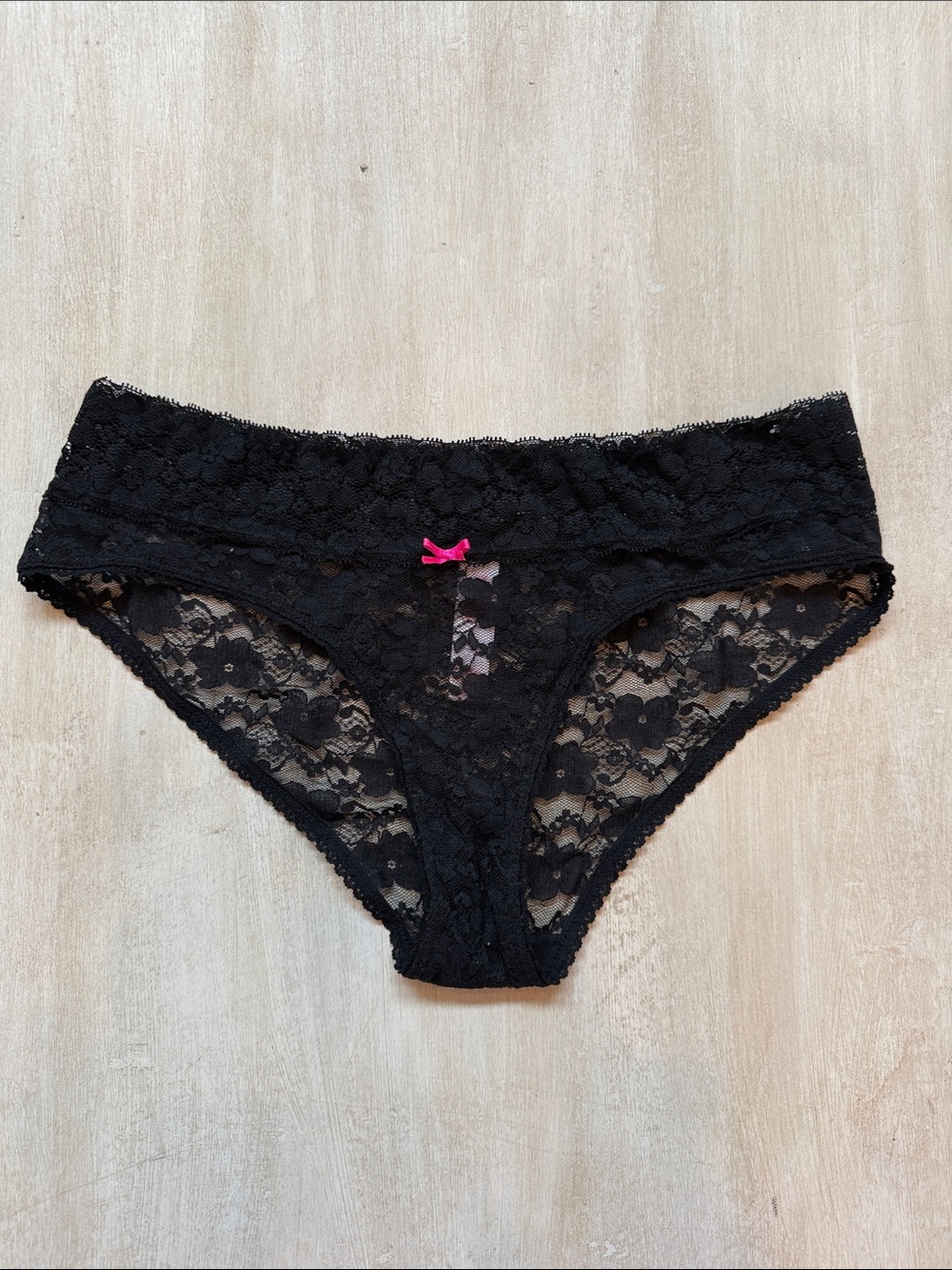 Xhilaration Black Lace Bikini Briefs with Pink Bow